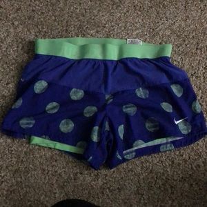 Blue with Greeb Polka Dots Nike Athletic Shorts
